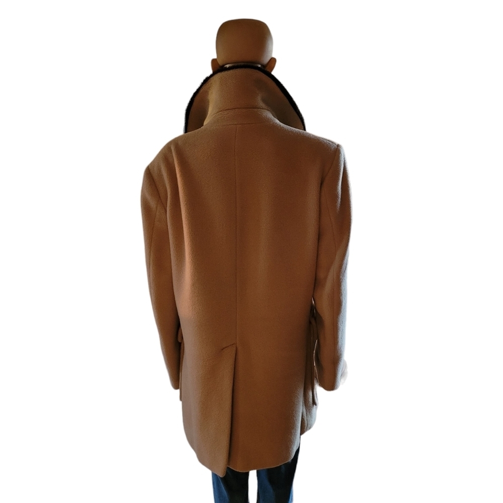 Vintage Pendleton Tan Wool Overcoat Peacoat Breasted Coat Jacket Women's Large - Picture 7 of 10